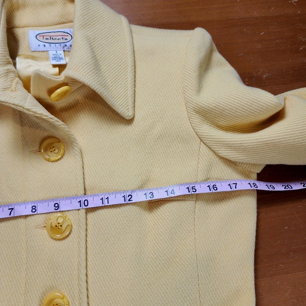 Talbots Wool Blend Coat Overcoat Womens 2P Butter Yellow Casual Career Sunny Fun - Picture 9 of 14